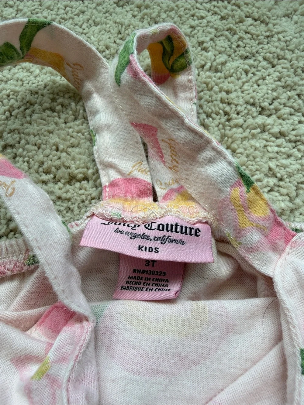 Juicy Couture | Pink Peach Print Girls Matching Tank & Shorts Set